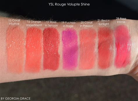 ysl rouge volupte shine 8 swatches|YSL rouge volupte shine swatches.